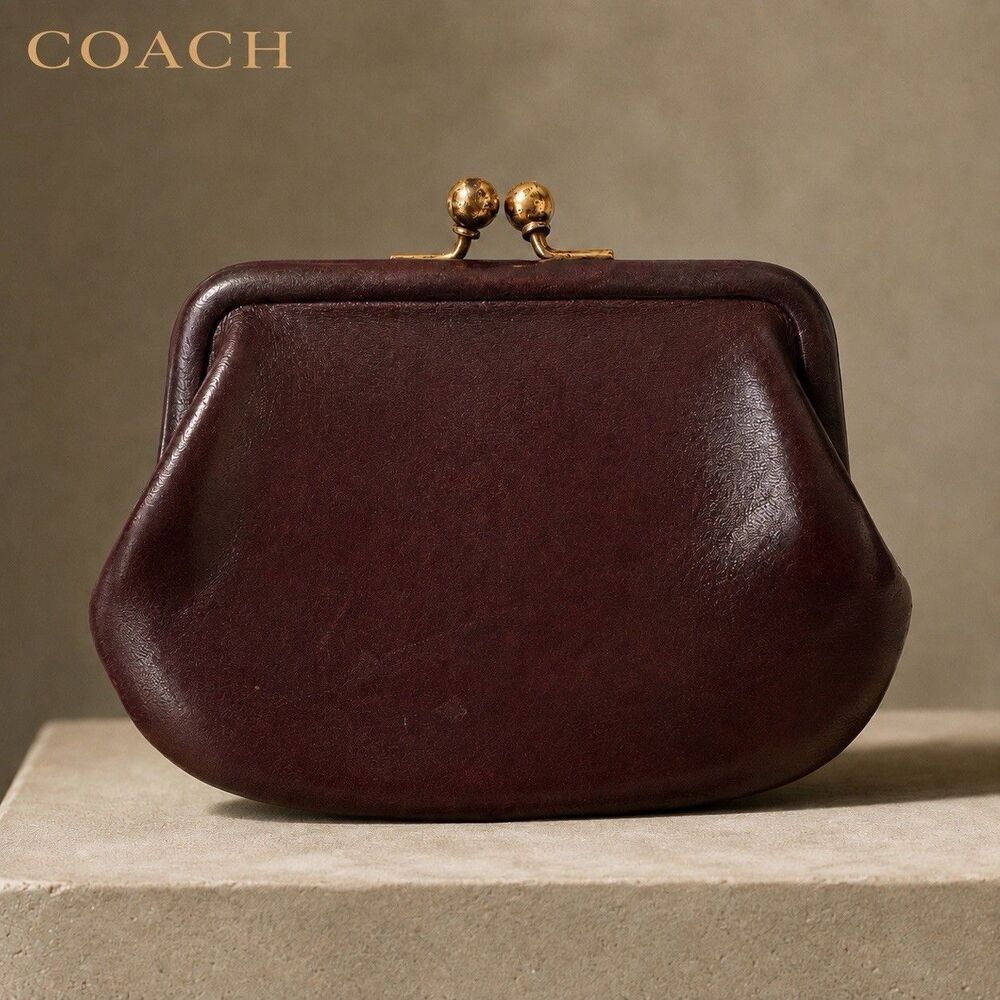 Vintage Coach Kiss Lock Coin Purse Pouch Wallet Mahog… - Gem
